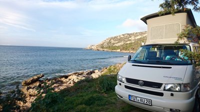 Van Volkswagen T4 California Coach en location à Chiaramonti